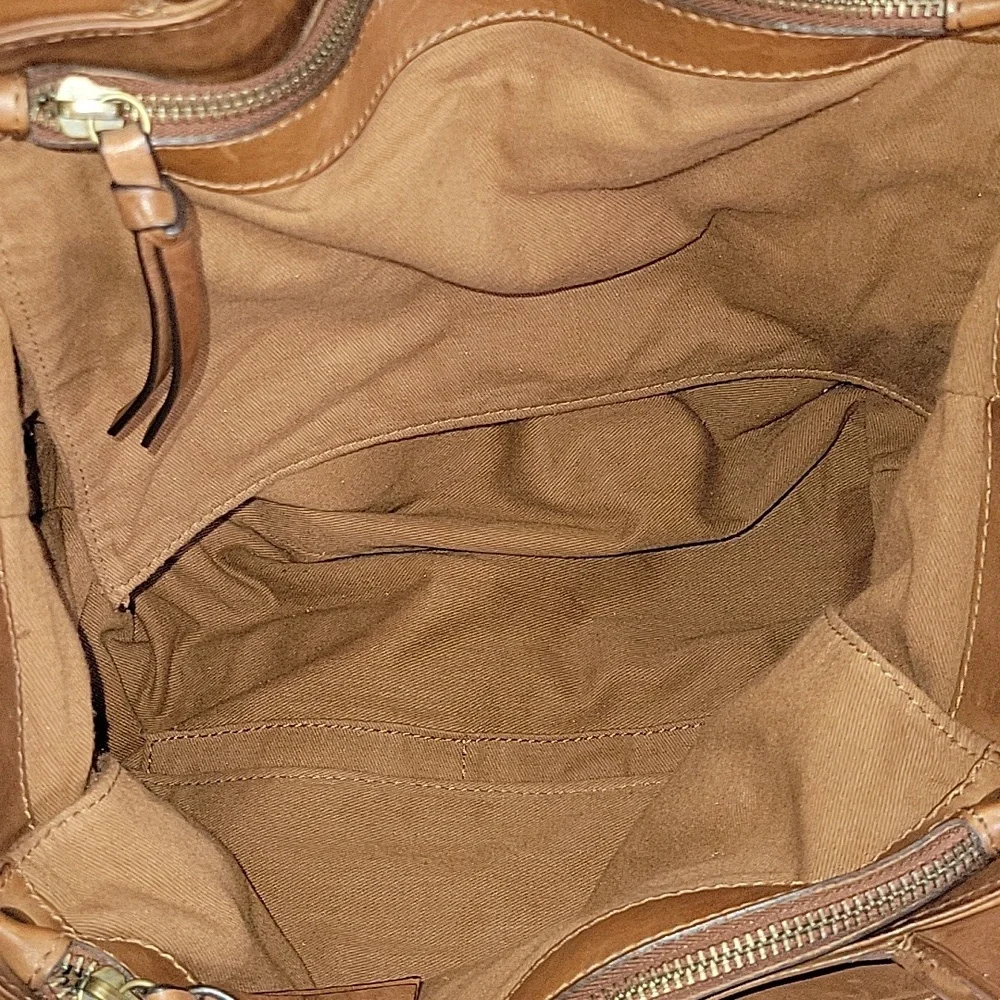Made in India Brown and Yellow Woven Leather Tote Crossbody Bag
